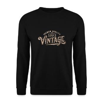 1983 Vintage 1983 Cadeau Anniversaire 1983 Rétro - Sweat-shirt Unisexe - noir - Devant - Alina (178cm) & Michal (187cm)