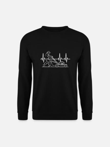 Rasenmäher Herzschlag Gras Mähen Gartenarbeit - Unisex Pullover - Schwarz