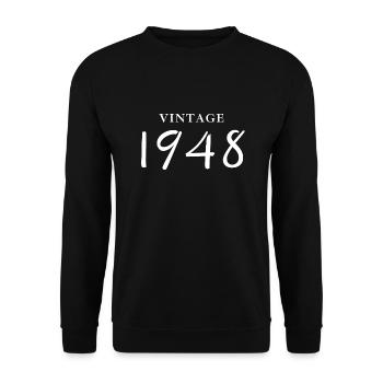Jahrgang 1948 - Geschenkidee zum Geburtstag - Unisex Pullover - Schwarz - Vorne - Alina (178cm) & Michal (187cm)