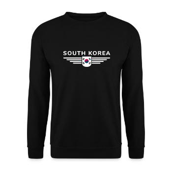 I Love South Korea Design T-Shirt Outfit - Unisex Sweatshirt - black - Front - Alina (178cm) & Michal (187cm)