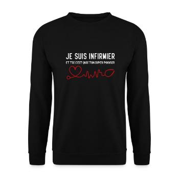 Krankenschwester Hemd • Superkraft Krankenschwester Geschenk - Unisex Pullover - Schwarz - Vorne - Alina (178cm) & Michal (187cm)