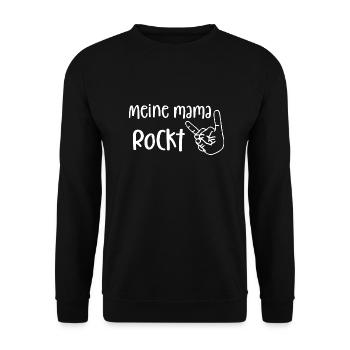 Meine Mama rockt (weiß) - Unisex Pullover - Schwarz - Vorne - Alina (178cm) & Michal (187cm)