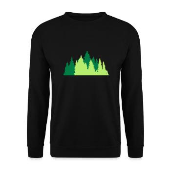 nadelwald baeume wald nadelbaum forst silhouette f - Unisex Pullover - Schwarz - Vorne - Alina (178cm) & Michal (187cm)