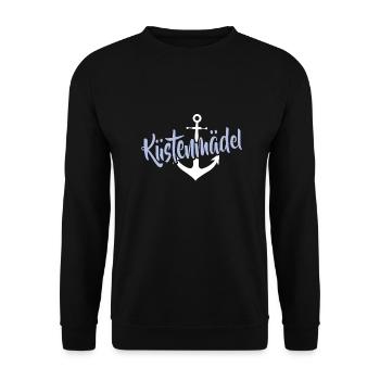Anker Motiv Norddeutschland Küstenmädel - Unisex Pullover - Schwarz - Vorne - Alina (178cm) & Michal (187cm)