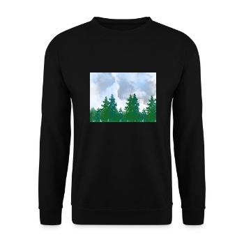 Landscape Scenery Watercolor Forest on a Cloudy - Unisex Sweatshirt - black - Front - Alina (178cm) & Michal (187cm)