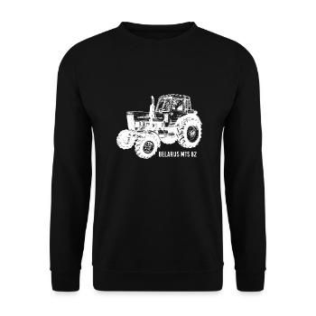 Belarus mts Traktor Landwirt Geschenk - Unisex Pullover - Schwarz - Vorne - Alina (178cm) & Michal (187cm)