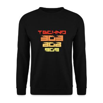 Techno 303 808 909 Synthesizer Musician Gift - Unisex Sweatshirt - black - Front - Alina (178cm) & Michal (187cm)