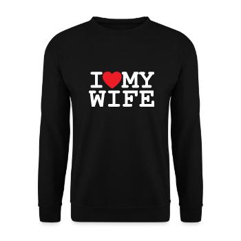 Ich liebe meine Frau - Unisex Pullover - Schwarz - Vorne - Alina (178cm) & Michal (187cm)