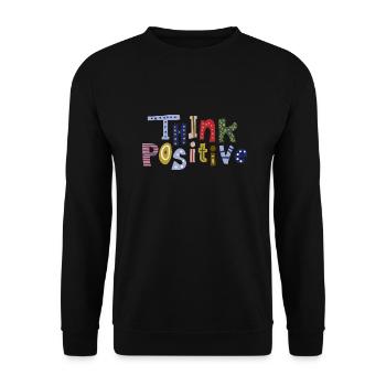 Positiv denken - Unisex Pullover - Schwarz - Vorne - Alina (178cm) & Michal (187cm)