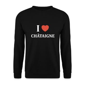 i love châtaigne - Sweat-shirt Unisexe - noir - Devant - Alina (178cm) & Michal (187cm)
