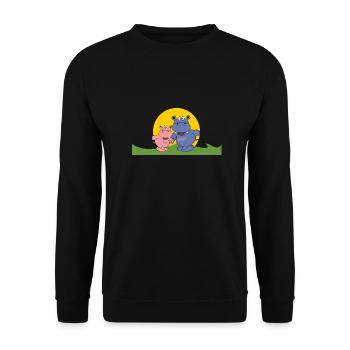 hippo nilperd sonne junge mädchen kids kinder baby - Unisex Pullover - Schwarz - Vorne - Alina (178cm) & Michal (187cm)