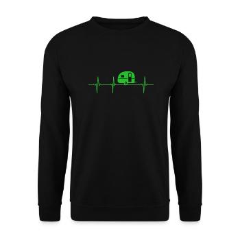 Camping Herzschlag Wohnmobil Camper - Unisex Pullover - Schwarz - Vorne - Alina (178cm) & Michal (187cm)