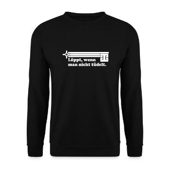 Bremen löppt wenn man nicht tüdelt - Unisex Pullover - Schwarz - Vorne - Alina (178cm) & Michal (187cm)
