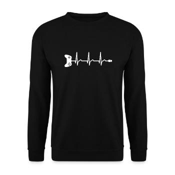 ECG - Courbe cardiaque - Pouls - Gamer - Contrôleur - Sweat-shirt Unisexe - noir - Devant - Alina (178cm) & Michal (187cm)