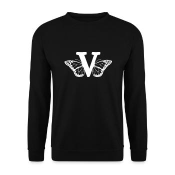 lettre v papillon - Sweat-shirt Unisexe - noir - Devant - Alina (178cm) & Michal (187cm)