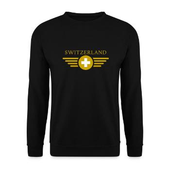 Ich liebe Schweiz -Fahne - Unisex Pullover - Schwarz - Vorne - Alina (178cm) & Michal (187cm)