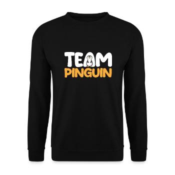 Tiermotiv Team Pinguin - Unisex Pullover - Schwarz - Vorne - Alina (178cm) & Michal (187cm)