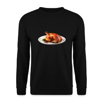 Ein gebratener Dino auf dem Teller - Unisex Pullover - Schwarz - Vorne - Alina (178cm) & Michal (187cm)