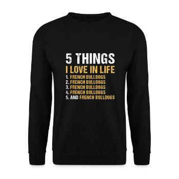5 Things I Love In Life French Bulldog - Unisex Sweatshirt - black - Front - Alina (178cm) & Michal (187cm)