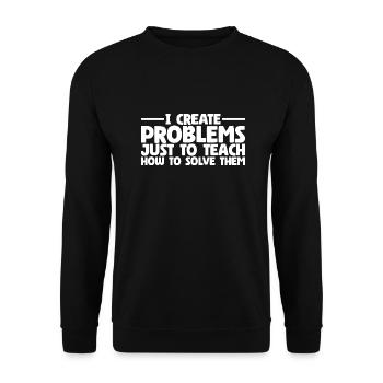 Math Teacher Pun Master Problem - Unisex Pullover - Schwarz - Vorne - Alina (178cm) & Michal (187cm)