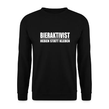 Bier Party Bieraktivist heben statt kleben Sprüche - Unisex Pullover - Schwarz - Vorne - Alina (178cm) & Michal (187cm)