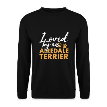 Loved By A Airedale Terrier - Unisex Sweatshirt - black - Front - Alina (178cm) & Michal (187cm)