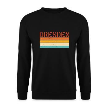 Dresden Deutschland DDR GDR Retro Flagge - Unisex Pullover - Schwarz - Vorne - Alina (178cm) & Michal (187cm)