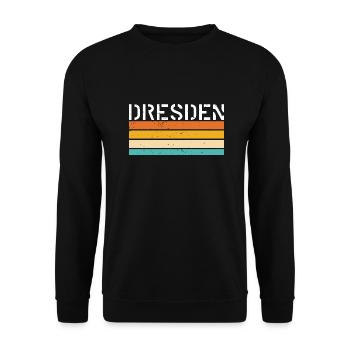 Dresden Deutschland DDR GDR Retro Flagge - Unisex Pullover - Schwarz - Vorne - Alina (178cm) & Michal (187cm)