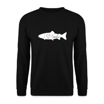 I love Trout White - Unisex Sweatshirt - black - Front - Alina (178cm) & Michal (187cm)