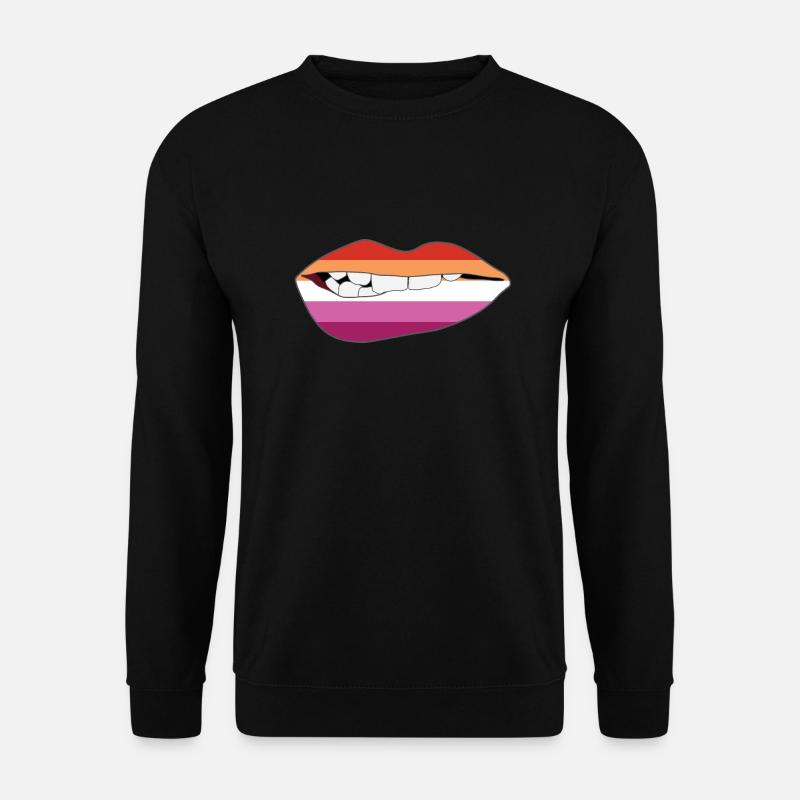 Biting Lips - Lesbian Flag - Unisex Sweatshirt - black