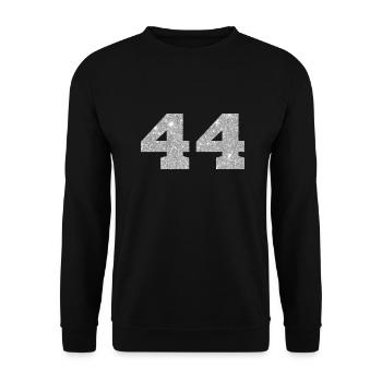 Number 44 Silver Glitter - 44th Anniversary - Unisex Sweatshirt - black - Front - Alina (178cm) & Michal (187cm)