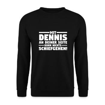Vorname Dennis - Unisex Pullover - Schwarz - Vorne - Alina (178cm) & Michal (187cm)