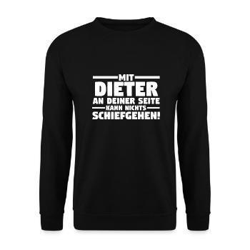 First name Dieter - Unisex Sweatshirt - black - Front - Alina (178cm) & Michal (187cm)