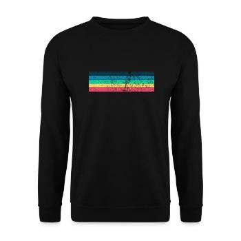 Grunge Streifen Design in Vintage Farben - Unisex Pullover - Schwarz - Vorne - Alina (178cm) & Michal (187cm)