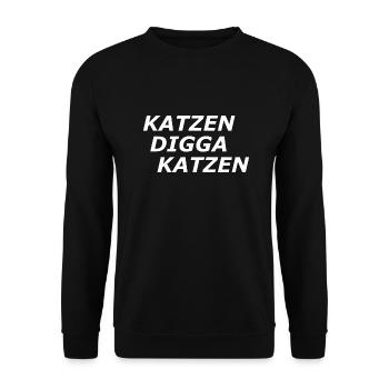 Katzen Digga Katzen Lustiger Spruch - Unisex Pullover - Schwarz - Vorne - Alina (178cm) & Michal (187cm)