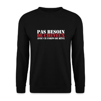No need for hair with this dream body - Unisex Sweatshirt - black - Front - Alina (178cm) & Michal (187cm)