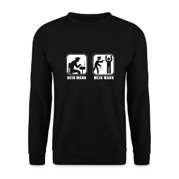 Dein Mann Mein Mann - Unisex Pullover - Schwarz - Vorne - Alina (178cm) & Michal (187cm)