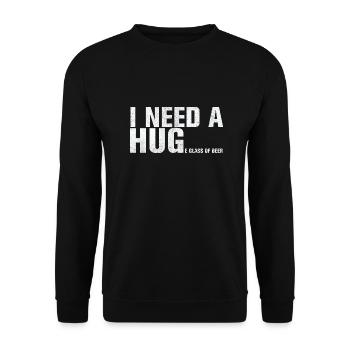 Ich Brauche Ein Großes Glas Bier - lustig Geschenk - Unisex Pullover - Schwarz - Vorne - Alina (178cm) & Michal (187cm)