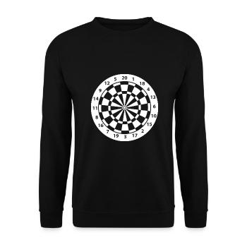 Dartboard heavy white design - Unisex Sweatshirt - black - Front - Alina (178cm) & Michal (187cm)
