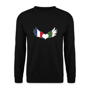 Drapeaux Français et Algérien France Algérie II - Sweat-shirt Unisexe - noir - Devant - Alina (178cm) & Michal (187cm)