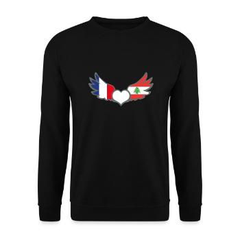 Drapeaux Français et Libanais France Liban II - Sweat-shirt Unisexe - noir - Devant - Alina (178cm) & Michal (187cm)