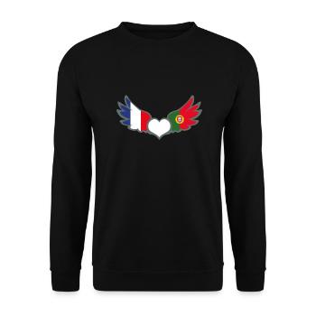 Drapeaux Français et Portugais France Portugal II - Sweat-shirt Unisexe - noir - Devant - Alina (178cm) & Michal (187cm)