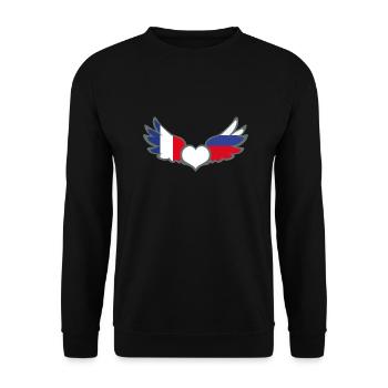 Drapeaux Français et Russe France Russie II - Sweat-shirt Unisexe - noir - Devant - Alina (178cm) & Michal (187cm)