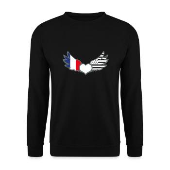 Drapeaux France et Bretagne Français et Breton - Sweat-shirt Unisexe - noir - Devant - Alina (178cm) & Michal (187cm)