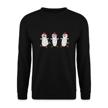 Crazy Chicken - Unisex Sweatshirt - black - Front - Alina (178cm) & Michal (187cm)