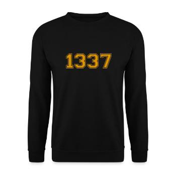1337 Yellow - Leet Speak - Unisex Sweatshirt - black - Front - Alina (178cm) & Michal (187cm)