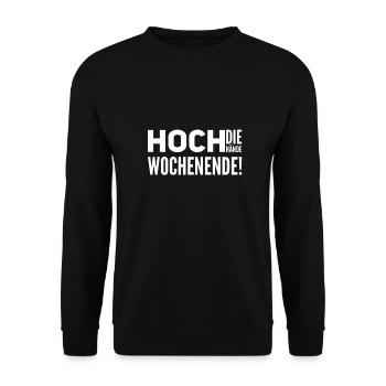 Hoch die Hände, Wochenende! - Unisex Pullover - Schwarz - Vorne - Alina (178cm) & Michal (187cm)