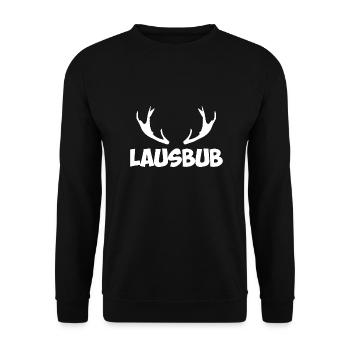 Lausbub Hirschgeweih Motiv - Unisex Pullover - Schwarz - Vorne - Alina (178cm) & Michal (187cm)