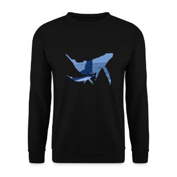 Whales with Fins & Sea Photo Whale Gift Fish - Unisex Sweatshirt - black - Front - Alina (178cm) & Michal (187cm)