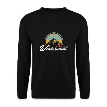 Westerwald vintage retro Berg Motiv - Unisex Pullover - Schwarz - Vorne - Alina (178cm) & Michal (187cm)